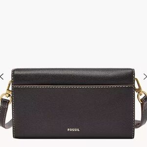 Fossil Black Jori Wallet Crossbody Bag Pebbled Leather Purse SHB3155001 NWT